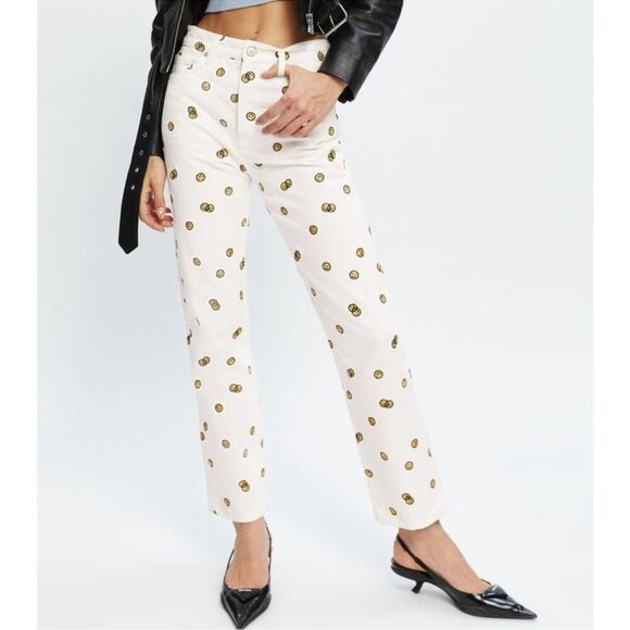 NEW Reformation Mixed Emotions High Rise Straight Jeans Vintage White Size 24 - Picture 4 of 12